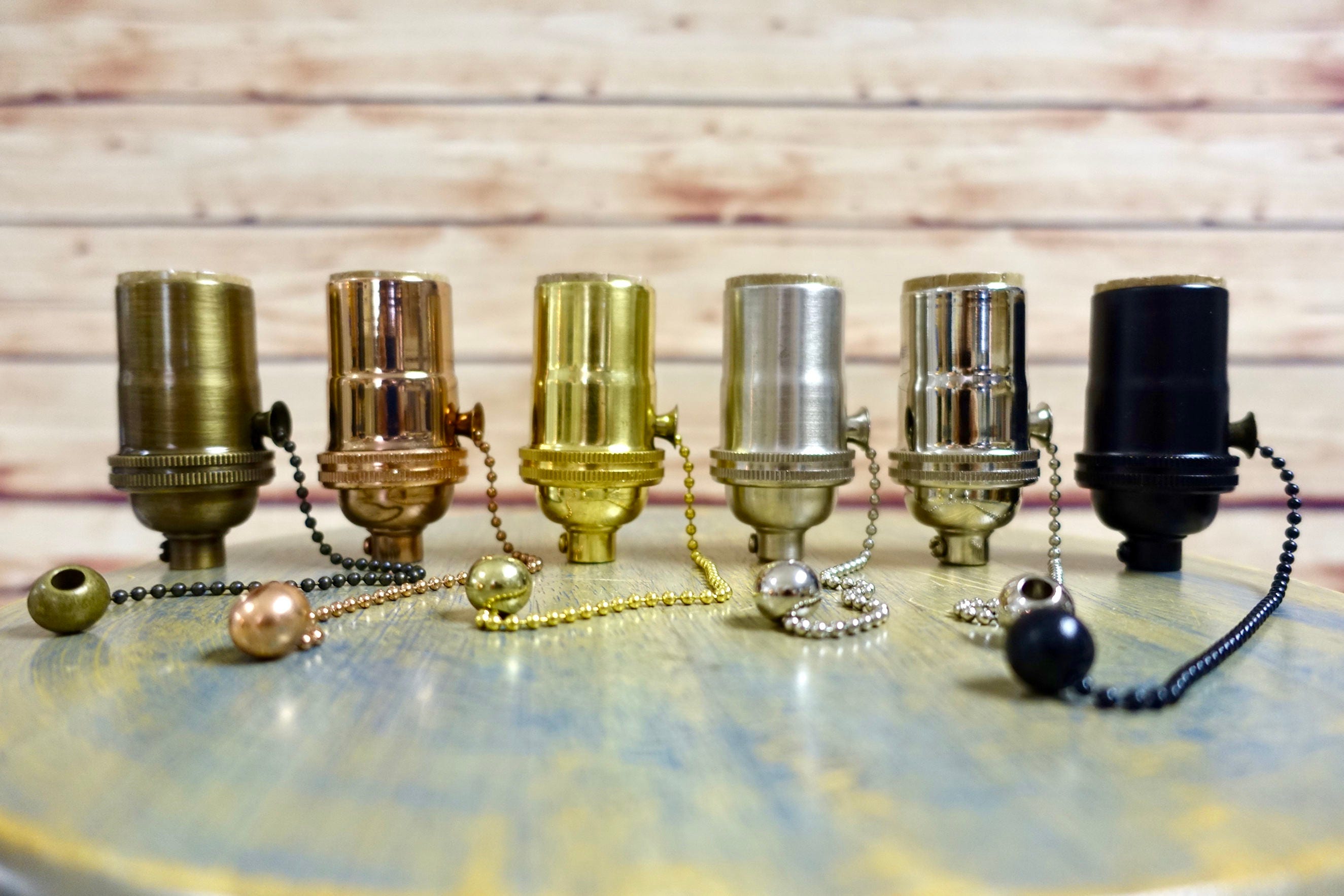Solid Brass Light Socket, PullChain Version, 6 Different Finishes Top Quality Supplies For