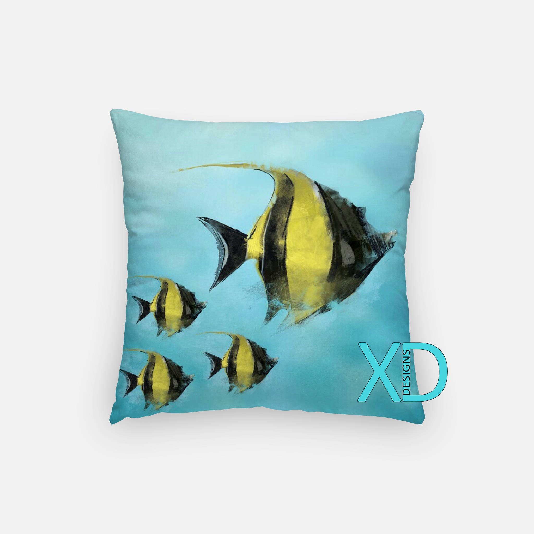 Fish Pillow Ocean Animal Pillow Cover School of Fish Pillow