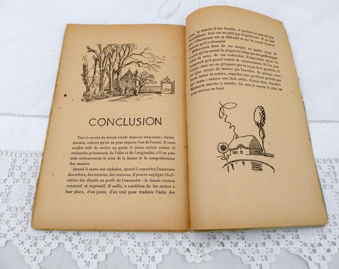Vintage French Drawing Countryside Text Book 62 pages with 200 illustrations Printed in 1940 by Henri Laurens, Artist Educational Reference