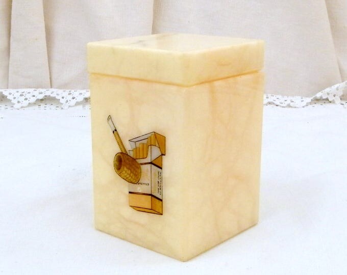 Vintage Mid Century Veined Alabaster Pipe Tobacco / Cigarette Rectangular Box, 1960s Stone Container, Retro Home Interior Decor, 1970s Box Vintage Mid Century Veined Alabaster Pipe Tobacco / Cigarette Rectangular Box, 1960s Stone Container, Retro Home Interior Decor, 1970s Box