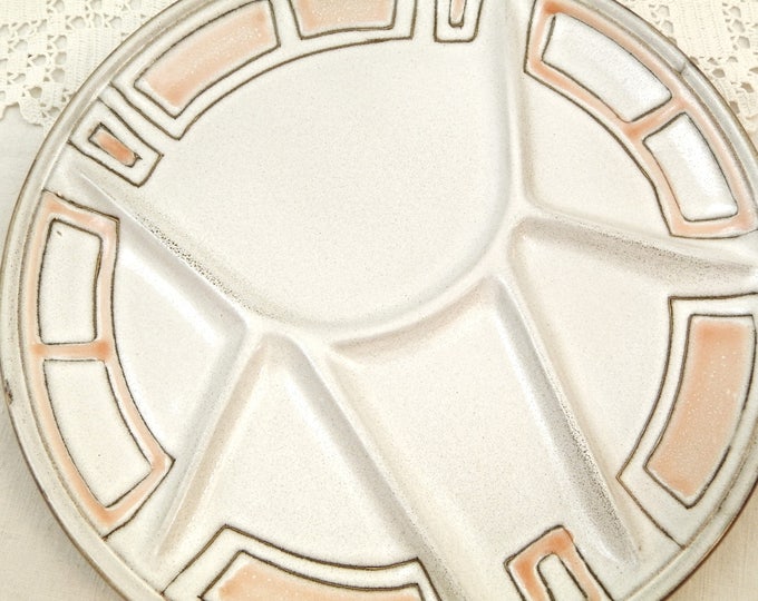 2 Vintage French Niderviller Ceramic Mid Century Raclette / Fondue Plates, Pair of Divided Plates 1960s from France, Retro Division Plate