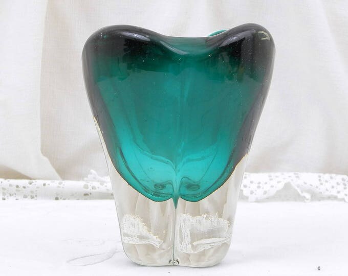 Vintage Whitefriars / Powell Glass Molar Vase No 9411 Designed by William Wilson, Mid Century Green Glass Encased Vase.