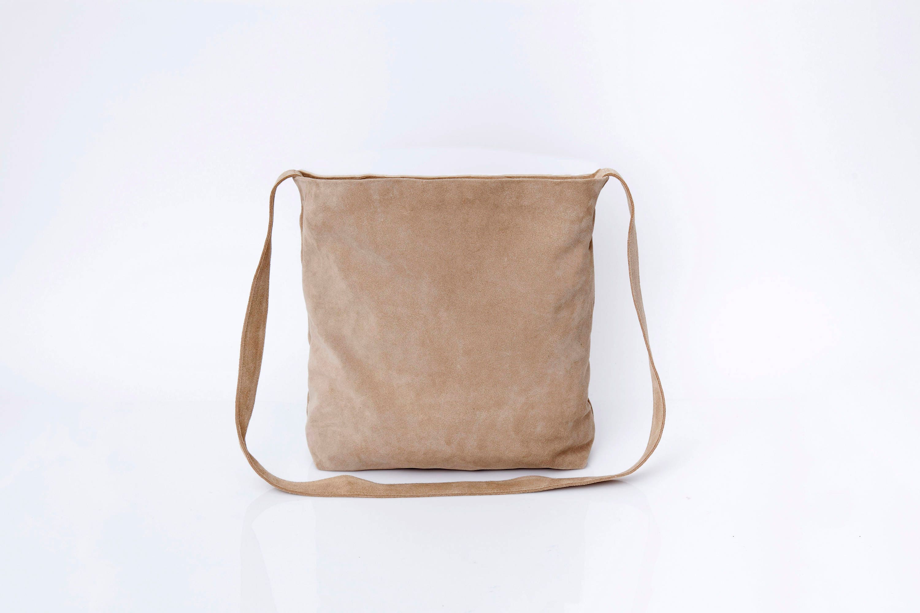 Beige Leather Tote Suede Leather Bag Crossbody Tote Women