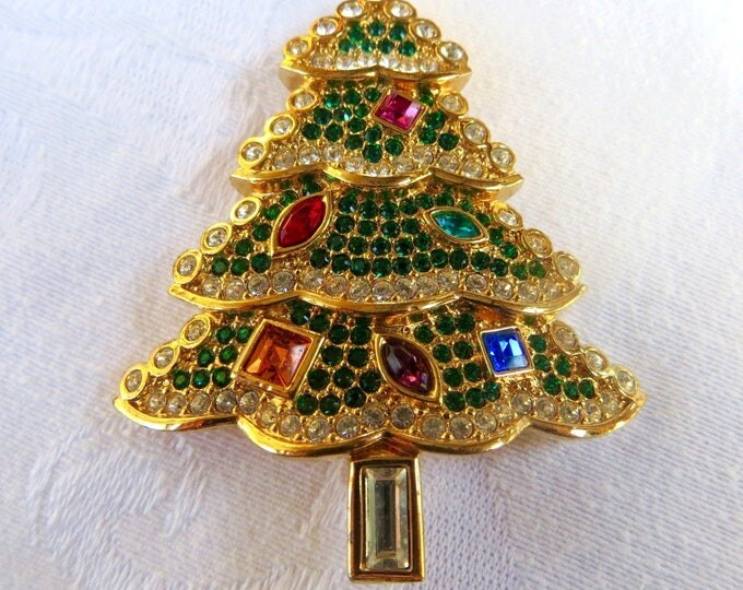 Swarovski Christmas Tree Pin, Christmas Brooch, Limited Edition Line, Vintage Swarovski Jewelry