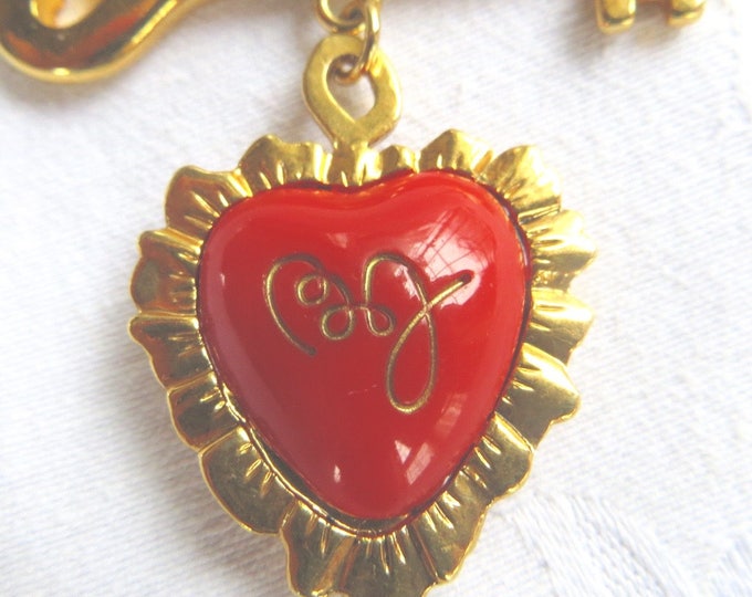 Vintage Betsy Johnson Necklace, Be My Valentine, Heart and Key Necklace, Valentines Day Jewelry, Betsy Johnson Jewelry, Valentine Gift