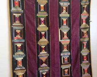 Vintage Handmade Silk Quilt, ca 1930s