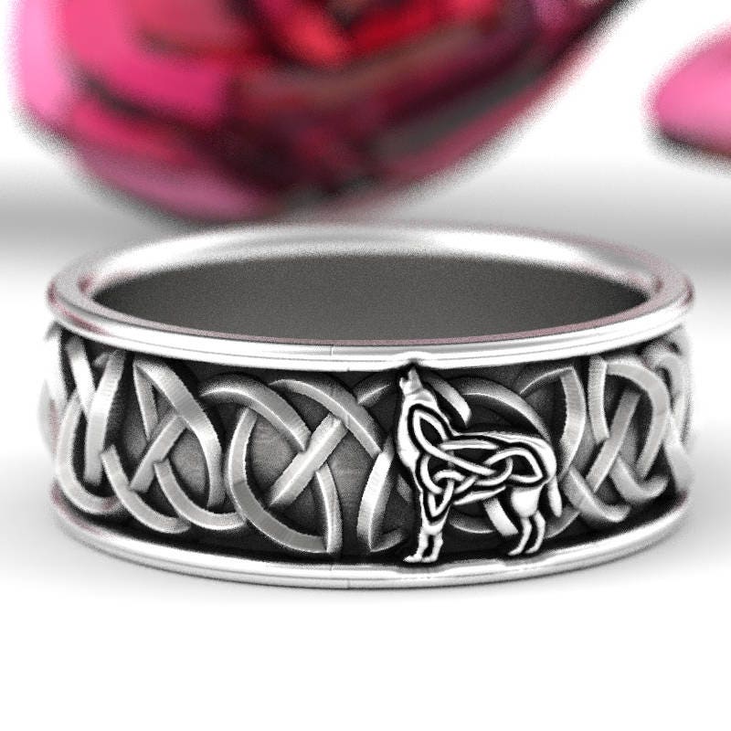 Sterling Silver Celtic Wolf Ring