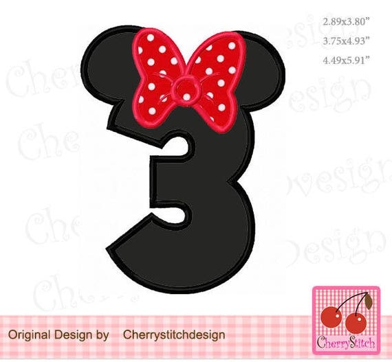 Number 3 Mouse ears number 3 Minnie Birthday Machine