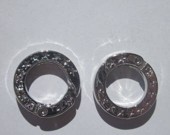 2 round 2 cm silver metal clasps (2045)