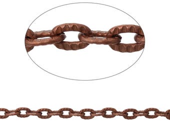 Copper Textured Chain Antique Copper Link Cable Chain 4.5x3mm(1/8"x1/8"),sold by the foot