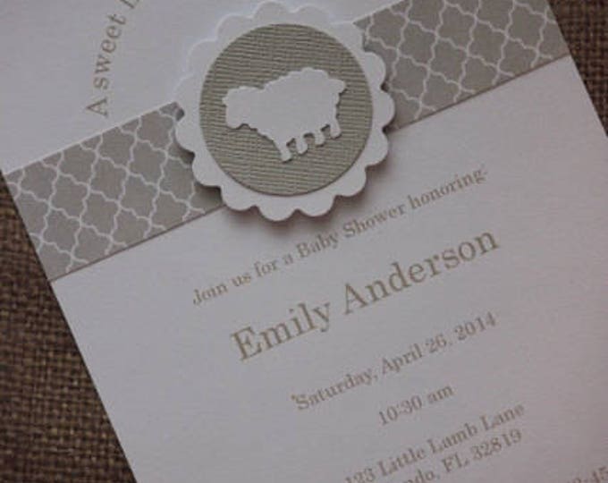 36x Little Lamb Baby Shower Invitations with Envelope