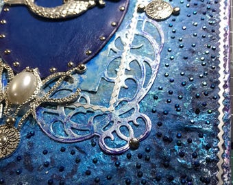 Silver blue mermaid journal