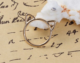CAT Charms Pendants - 8 Sweet Gold Plated Cats - Hollow Cat Charm - 23MM -