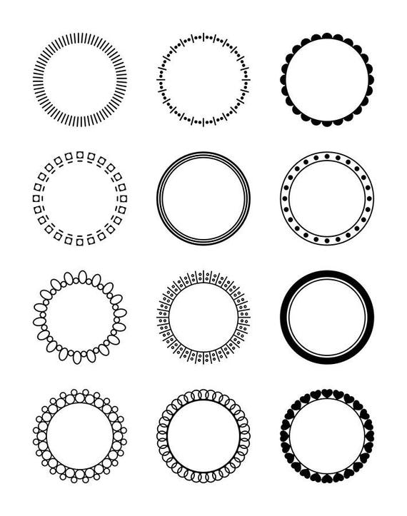 Download 12 Circle Frames Clipart, Monogram Frame SVG, Round Frame ...