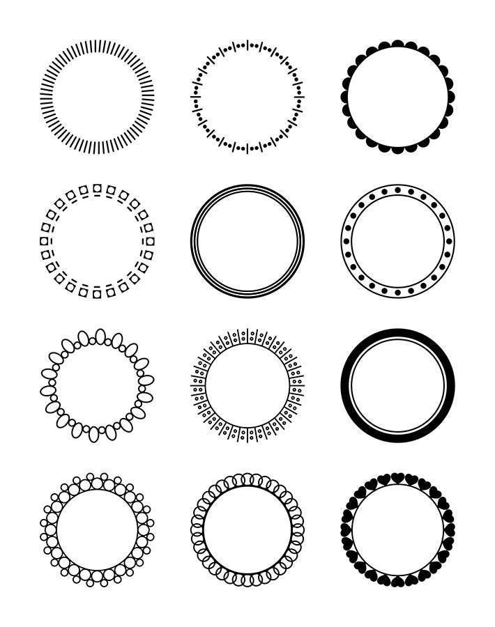 Download 12 Circle Frames Clipart, Monogram Frame SVG, Round Frame ...