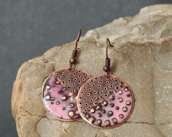 Copper Enamel Earrings