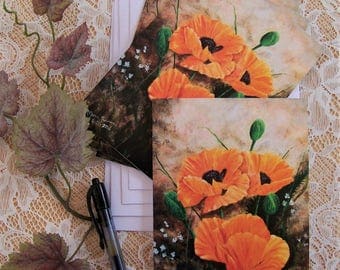 Poppies Floral Blank Note Cards 4 cards to a pack