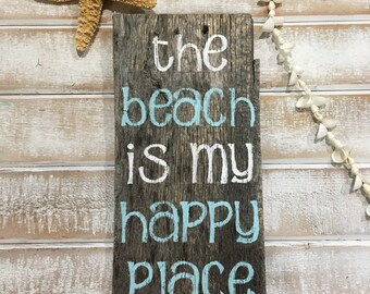 Beach signs, beach decor, the beach is my happy place, happy place sign, coastal decor, tropical decor, gift, beach, beach lover,