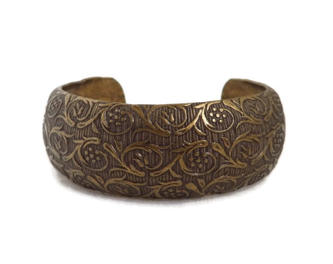Vintage Copper Toned Cuff, Bronze Tone Scrolled Bracelet