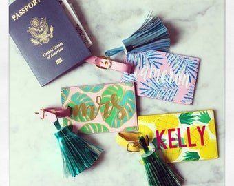 Personalized Leather Luggage Tag with Tassel