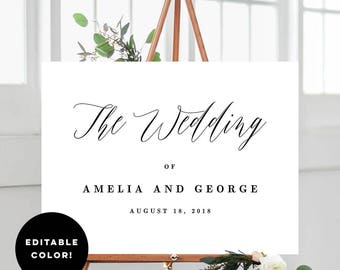 2 Sizes Wedding Welcome Sign Poster Templates With Editable Font Color - Modern Script - Editable PDF Template - Instant Download