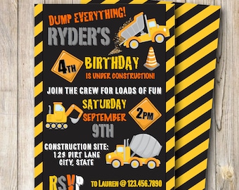 Construction Birthday Invitation,Construction Party, Boy Birthday, construction Birthday, Birthday, 5x7 Digital invitation