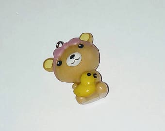X 1 Teddy bear girl and her little kawaii 3D canrd
