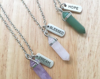 Crystal Inspiration Necklace/ Crystal Quartz/ Healing Crystals/ Hexagonal Crystals/ Hope Necklace/ Dream Charm/ Blessed Crystal Necklaces