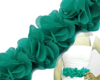 Gathered 6 cm Green 8 organza Ribbon