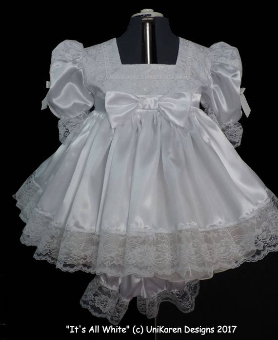 UniKaren Designs Adult Baby Sissy white satin girly toddler