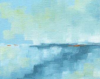 Just This Once - Original Oil Painting - Landscape Painting - Abstract Landscape Painting - 6x6 - Weather Cloud Painting - Coastal Seascape