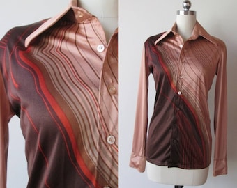 70's silky disco shirt / Don Manuel of Miami shirt size extra small