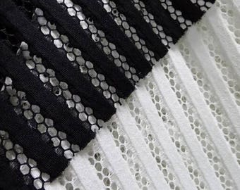 Black and white sandwich fabric, mesh fabric, stripe fabric, air layer fabric, fashion fabric - HTAOB- 145 cm/57" wide