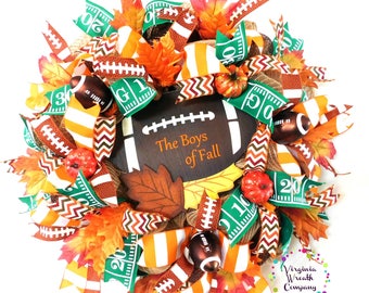 Football Wreath, Football Wreath for Front Door, Football Wreath Decor, Football Decorations, Football Decor, Football Deco Mesh Wreath