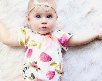 Tan Lace Bow Headband -2" Bow Headband - Tan Baby Headband - Nylon Headband - Photo Prop Headband - Newborn Bows - Christening Bows