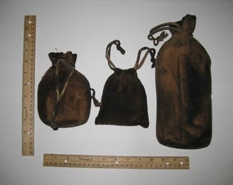 bushcraft bag set oil skin tinder pouch possibles water resistant walnut dye