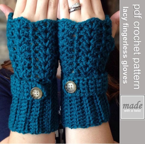 Fingerless Gloves CROCHET PATTERN - Feminine Lacey ...
