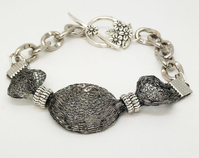 Grey wire lace bracelet, wire lace jewelry, wire lace bracelet