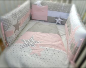 Bumper (bed 70 x 140) stars pink and gray beads