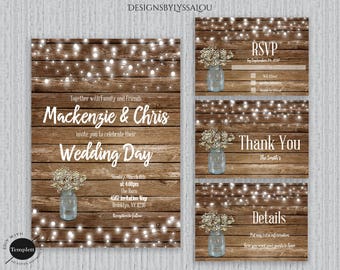 Rustic Wedding Invitation Country Template You Edit Rustic Wedding Invitation Country Template You Edit