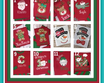 Christmas Pajamas, Christmas PJs, XMAS Pajamas, XMAS PJs, Christmas Applique, Pajamas, Kids Christmas Pajamas, Kids XMAS PJs, Pajamas, Gown