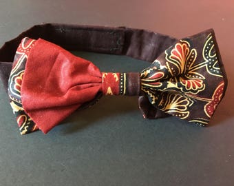 Noeud Papillon double en tissu africain wax imprimé motifs liberty scratch ethnique original fantaisie
