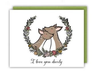 Deer print I love you deerly Printable wall art A3 / A4