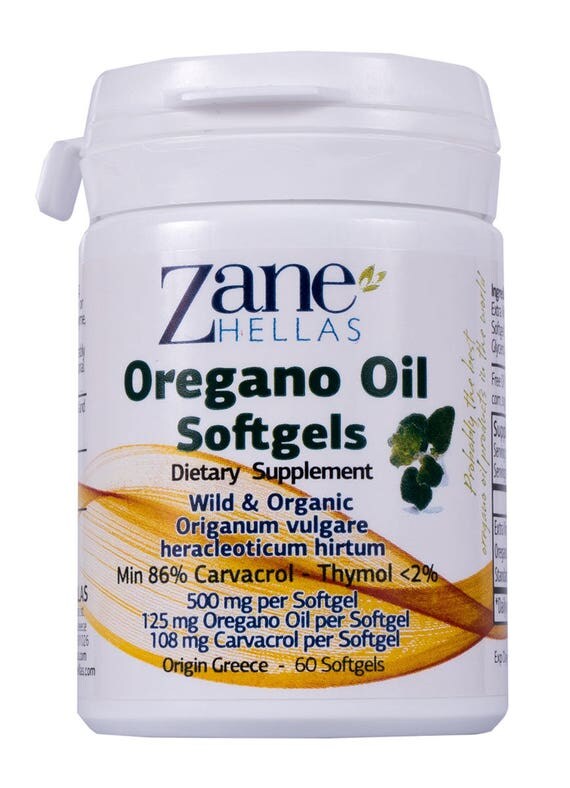 Zane Hellas Oregano Oil Softgels. Concentrate 41 Provides 108