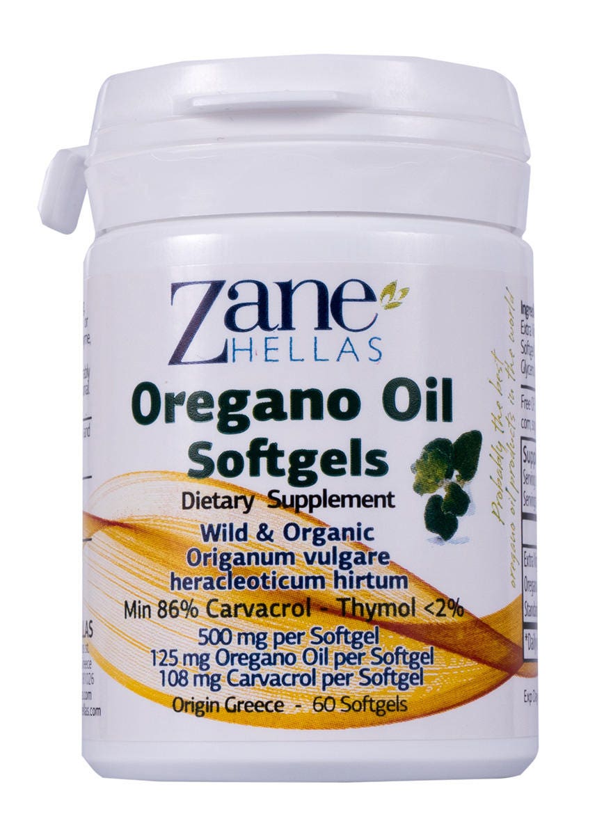 Zane Hellas Oregano Oil Softgels. Concentrate 41 Provides 108