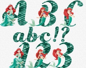 mermaid alphabet etsy