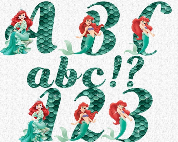 the little mermaid alphabet instant download arial digital