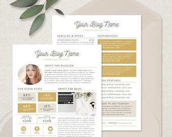 Media Kit Template - Blogger Media Kit, Press Kit Template, Ad Rate Sheet, 2 Page Media Kit, Instant Download, Photoshop Template