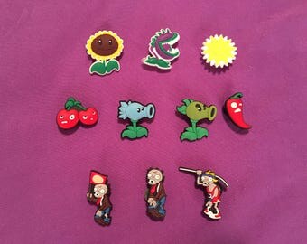 10-pc Plants vs. Zombies Shoe Charms for Crocs, Silicone Bracelet Charms, Party Favors, Jibbitz