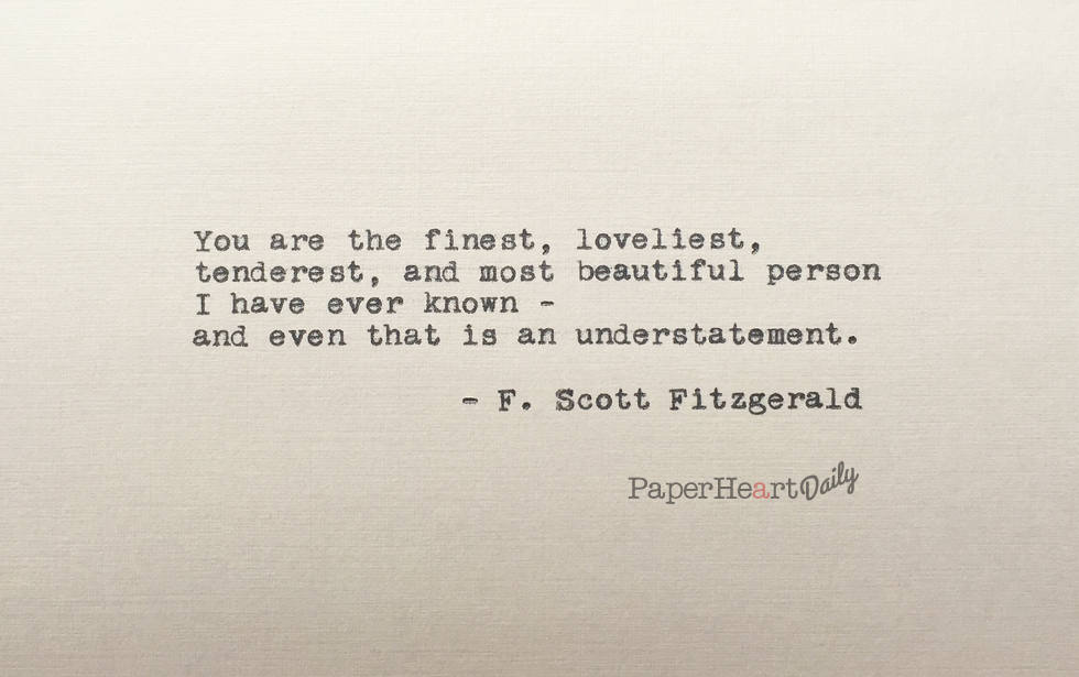 F Scott Fitzgerald Typed Quote Typed Love Quote Romantic